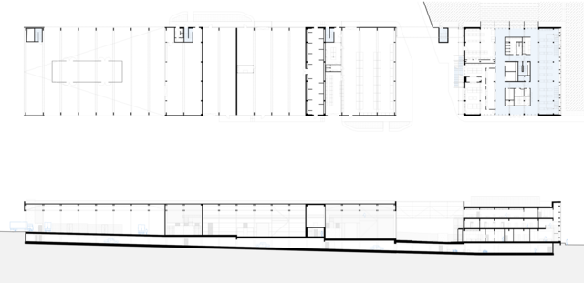Plan Rez de chaussée, Coupe longitudinale